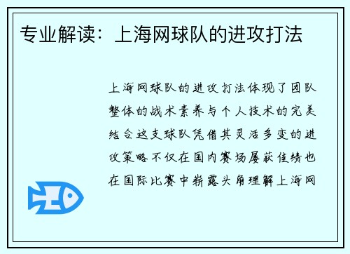 专业解读：上海网球队的进攻打法